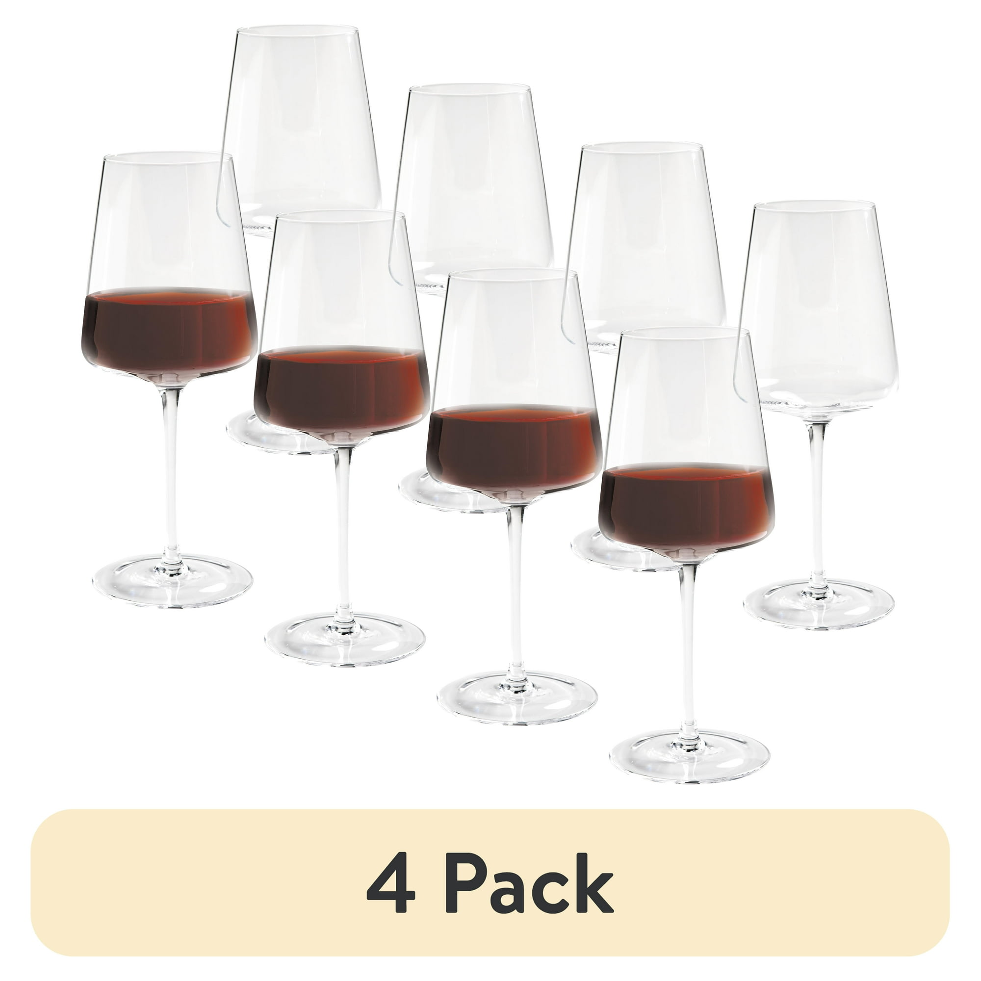 (4 pack) Better Homes & Gardens Clear Flared Red Wine Glass with Stem 17 ounce, 4 Pack