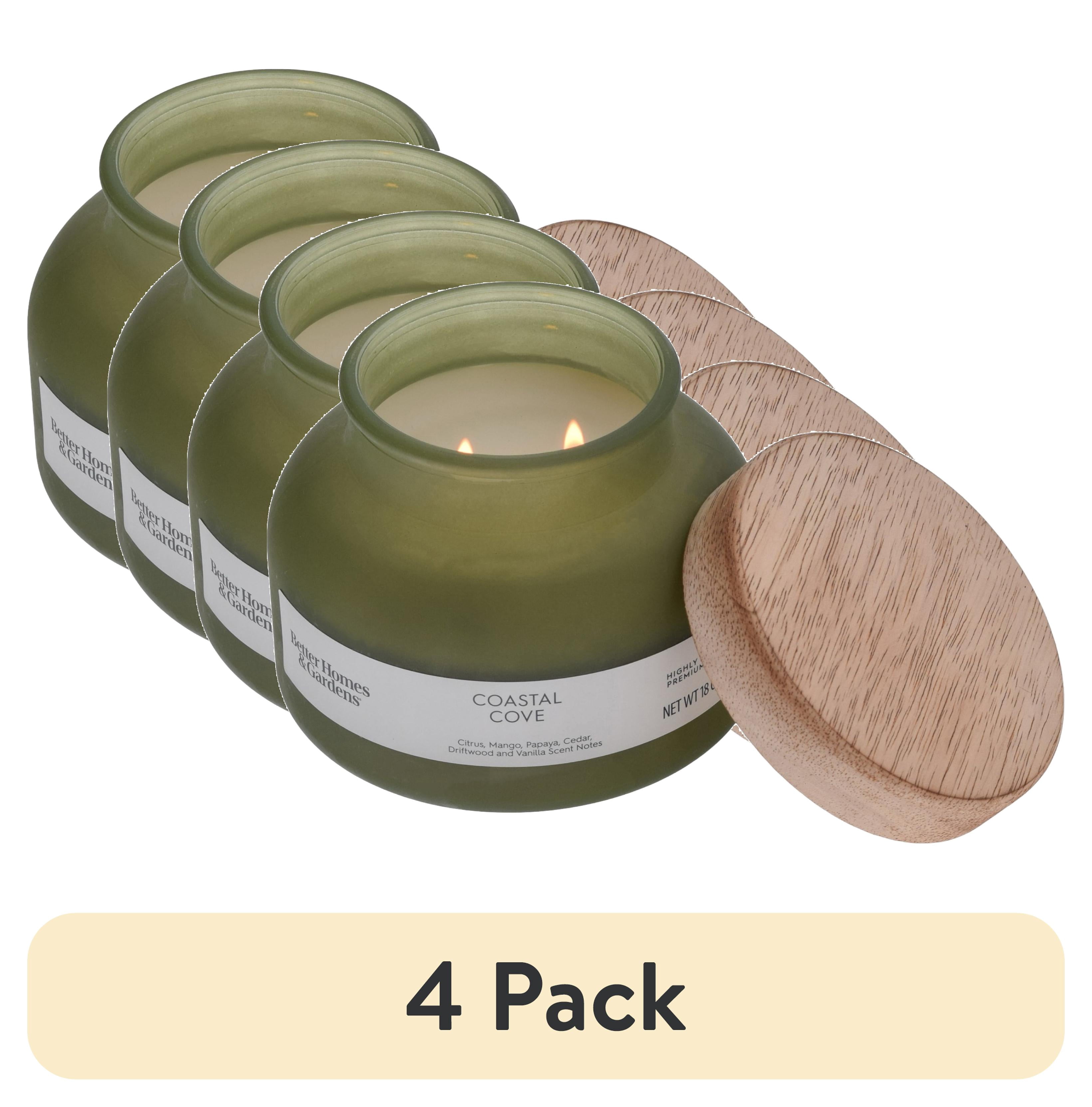 (4 pack) Better Homes and Gardens Coastal Cove Scented 2-Wick Frosted Jar Candle 18oz.
