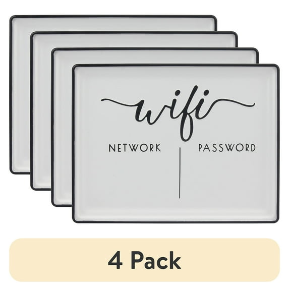 (4 pack) Better Homes & Gardens Decorative Wi-Fi Password Tabletop Sign, White