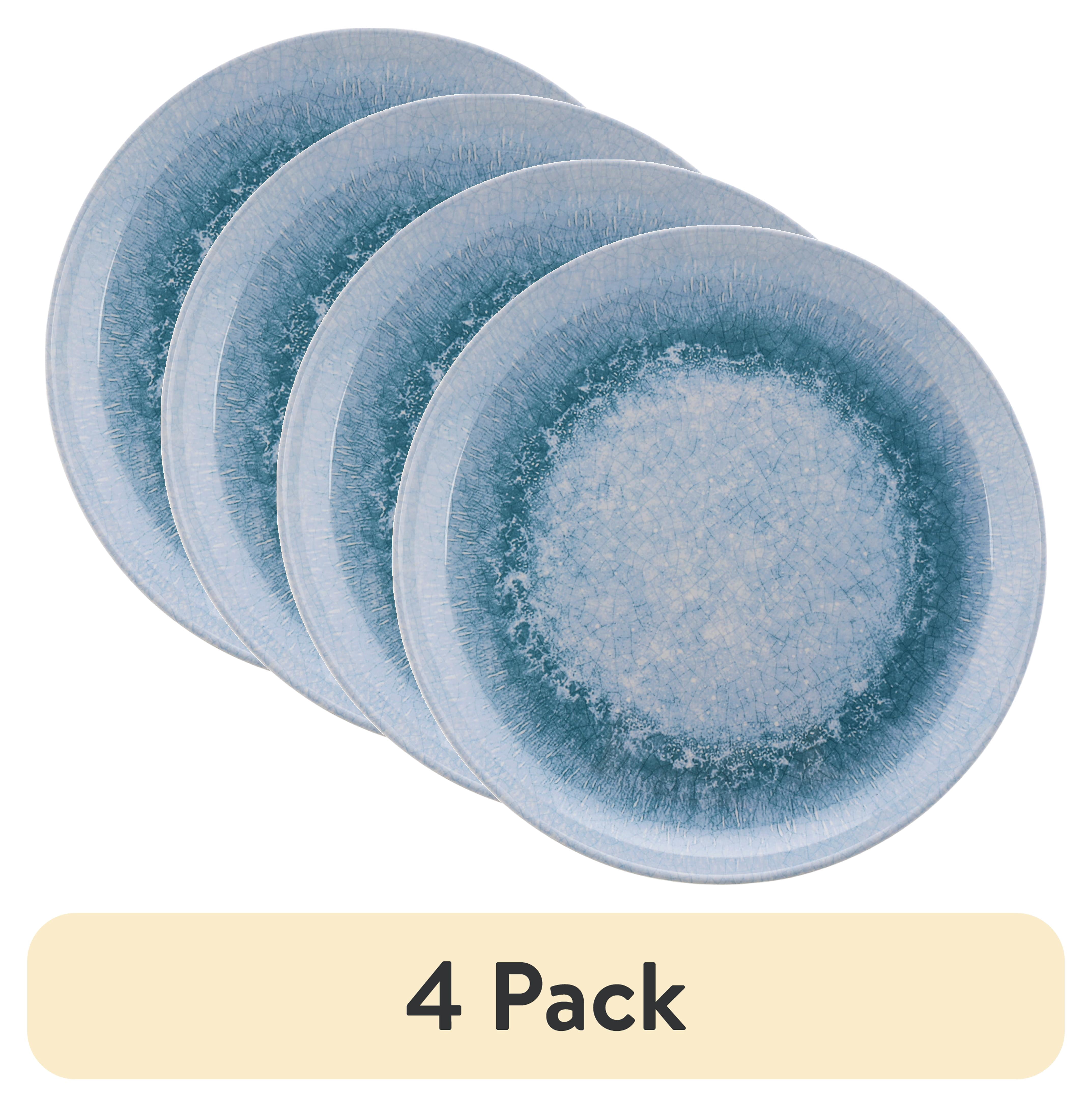 (4 pack) Better Homes & Gardens Eco-Friendly Bamboo Melamine Blue Dinner Plate 10.75 Inch