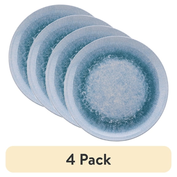 (4 pack) Better Homes & Gardens Eco-Friendly Bamboo Melamine Blue Dinner Plate 10.75 Inch