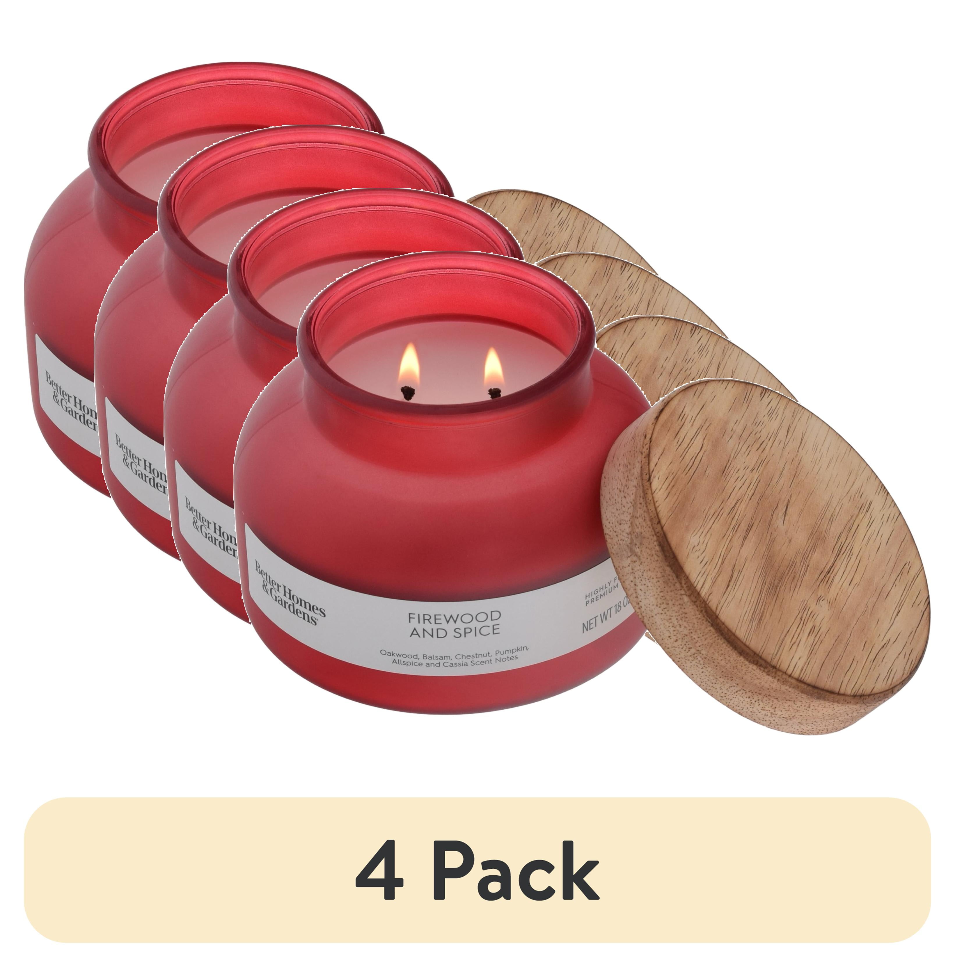 (4 pack) Better Homes and Gardens Firewood and Spice Scented 2-Wick Frosted Jar Candle 18oz.