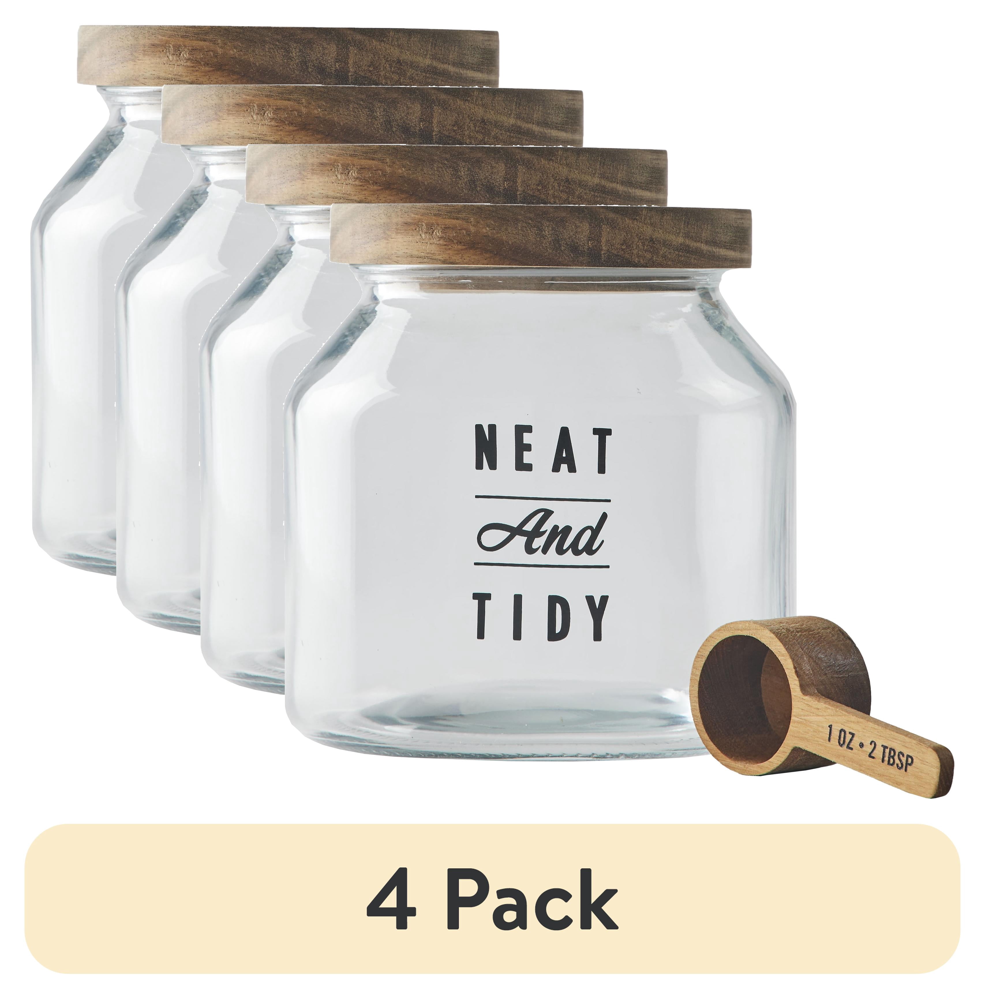 (4 pack) Better Homes & Gardens Glass Small Laundry Detergent Container with Scoop, Adult