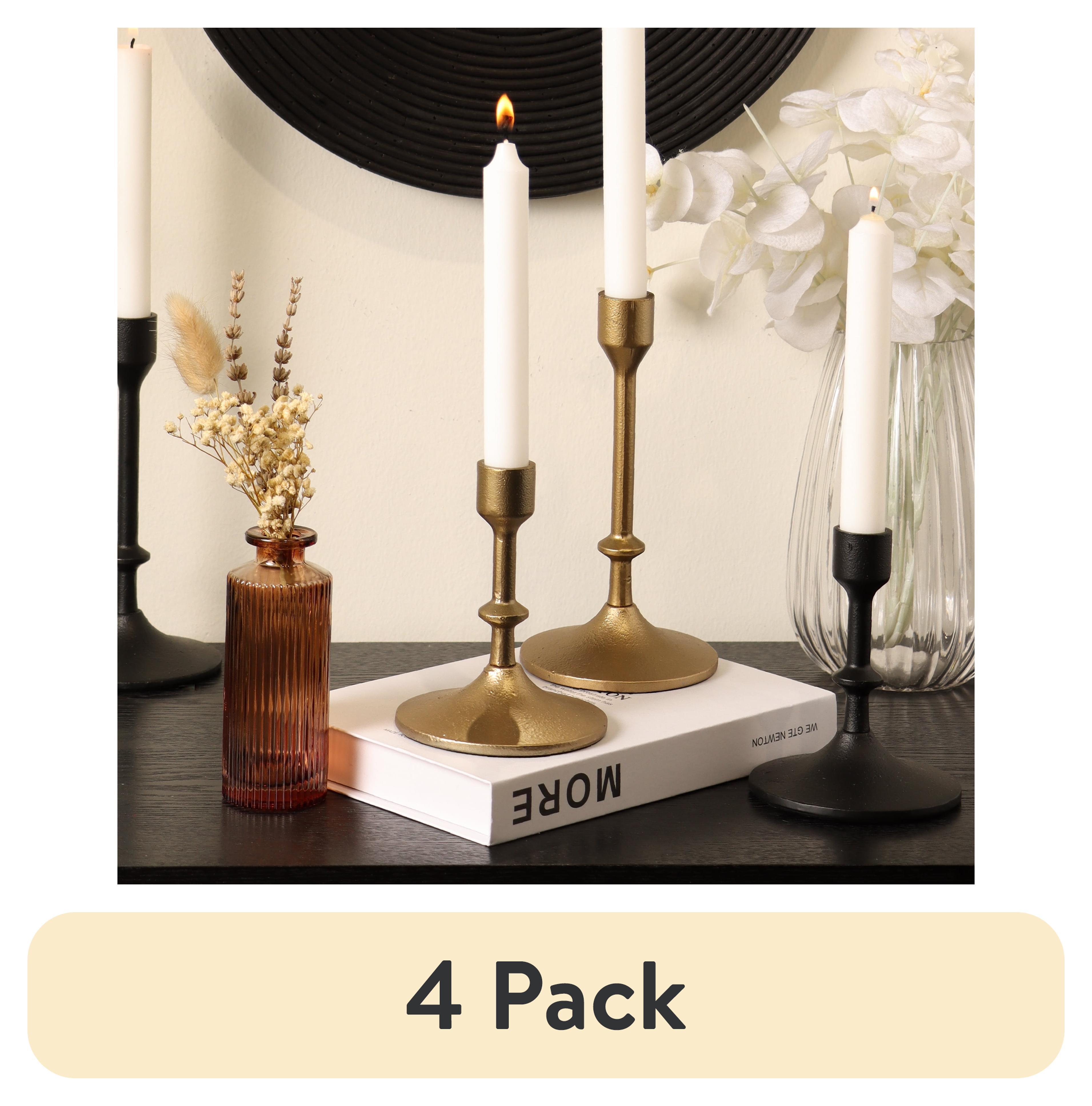 (4 pack) Better Homes & Gardens Gold Cast Iron Taper Candle Holder, 5.3", Medium