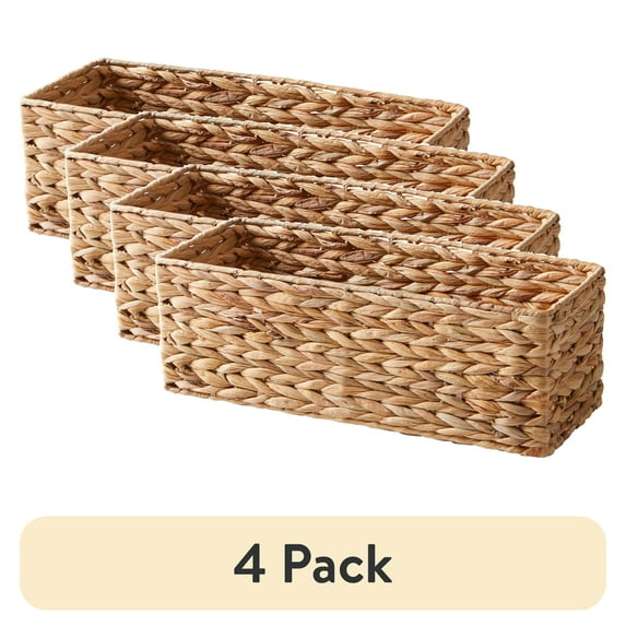 (4 pack) Better Homes & Gardens Brown Hyacinth Organizer Basket