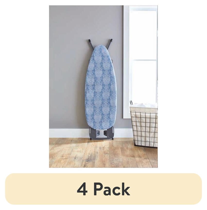 (4 pack) Better Homes & Gardens Ironing Board Cover-18x54, Cotton,Recycled Polyester Felt Padded, Reversible,Scorch Resistant, MulticolorDamask Blue/Gray Patern to Solid Blue,Cover Only-Boards Sold Separately