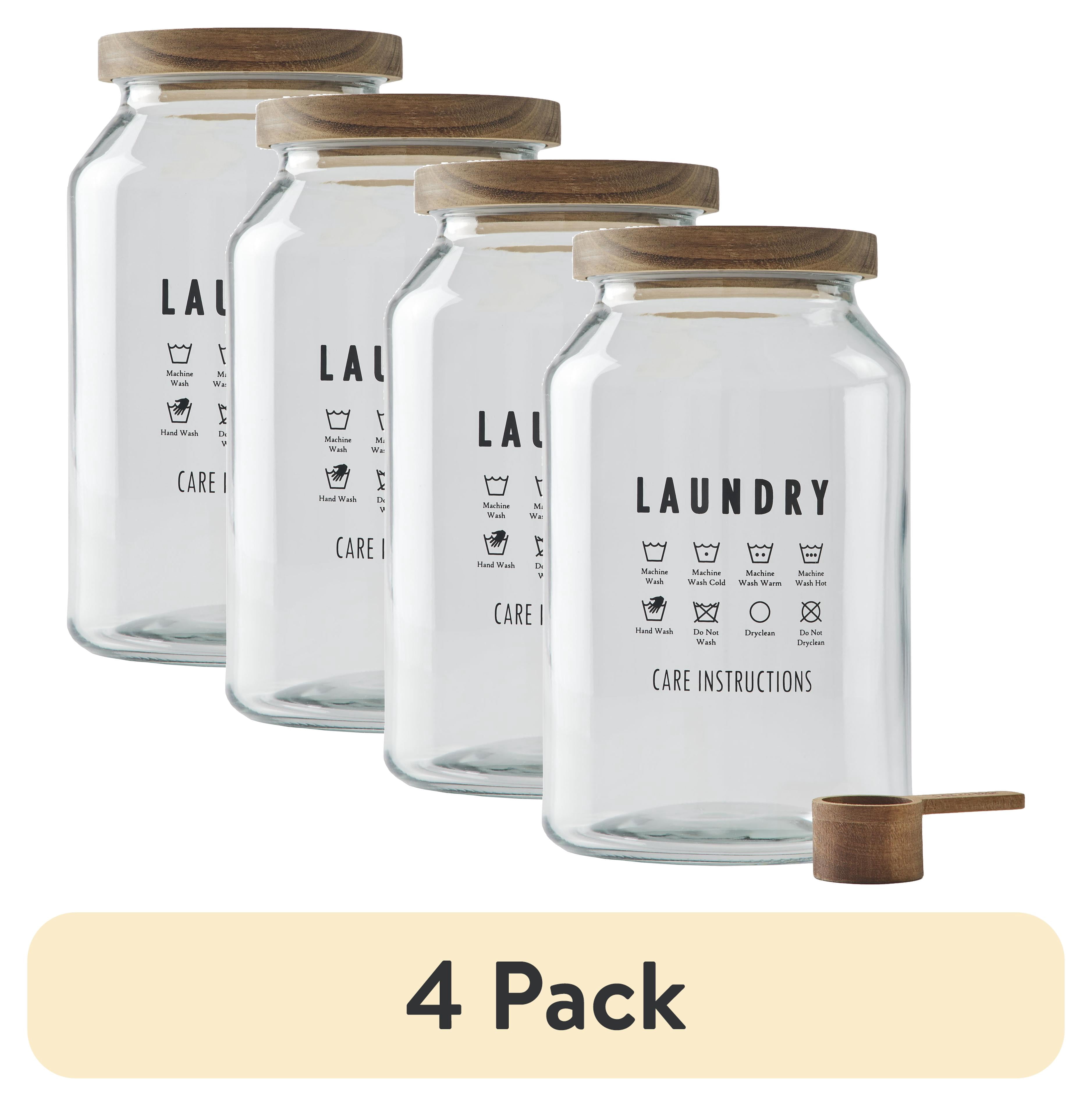 (4 pack) Better Homes & Gardens Large Glass Laundry Detergent Container with Scoop, Adult