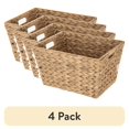 thumbnail image 1 of (6 pack) Better Homes & Gardens Large Water Hyacinth Decorative Storage Basket with Handles, 14 in x 11 in x 8.5 in, 1 of 12