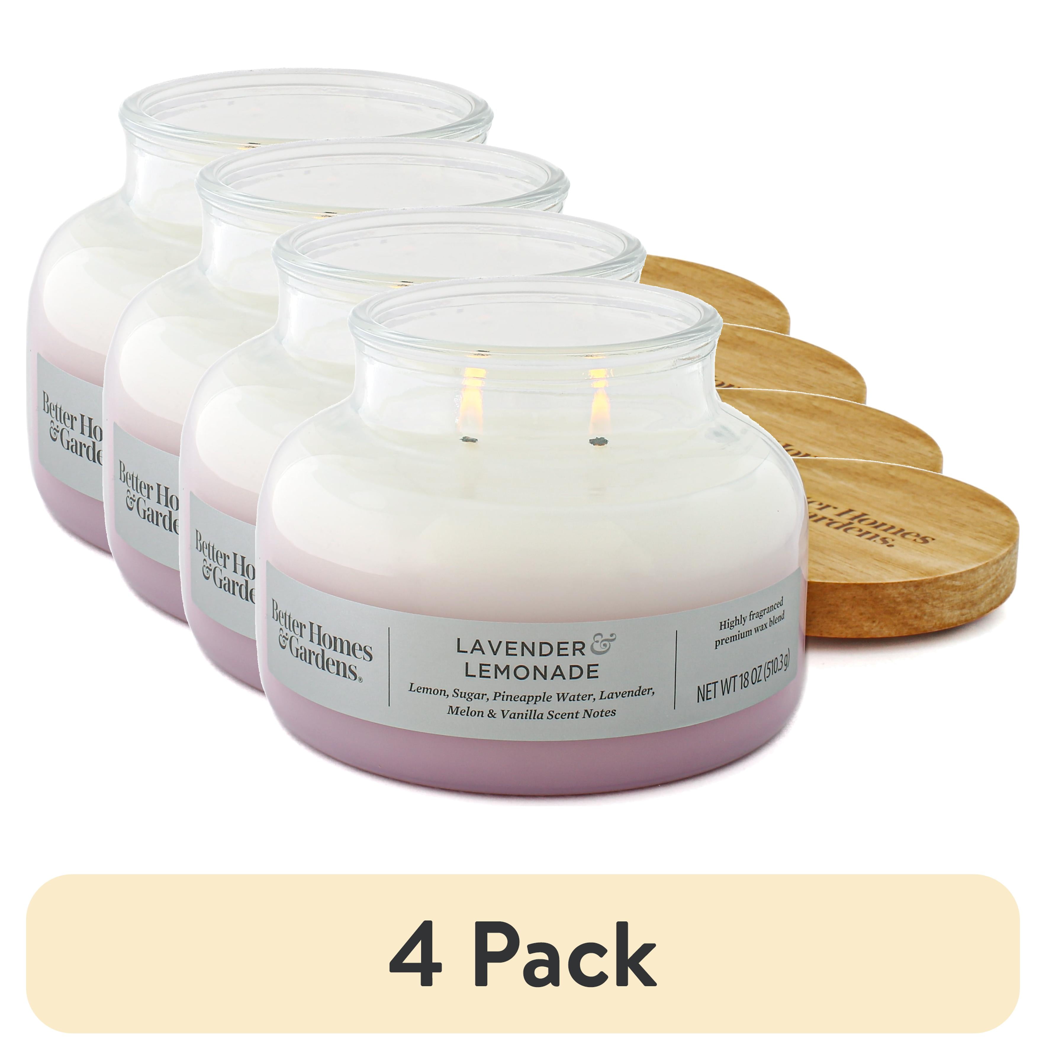 (4 pack) Better Homes & Gardens Lavender and Lemonade Scented 2-Wick 18oz Ombre Bell Jar Candle