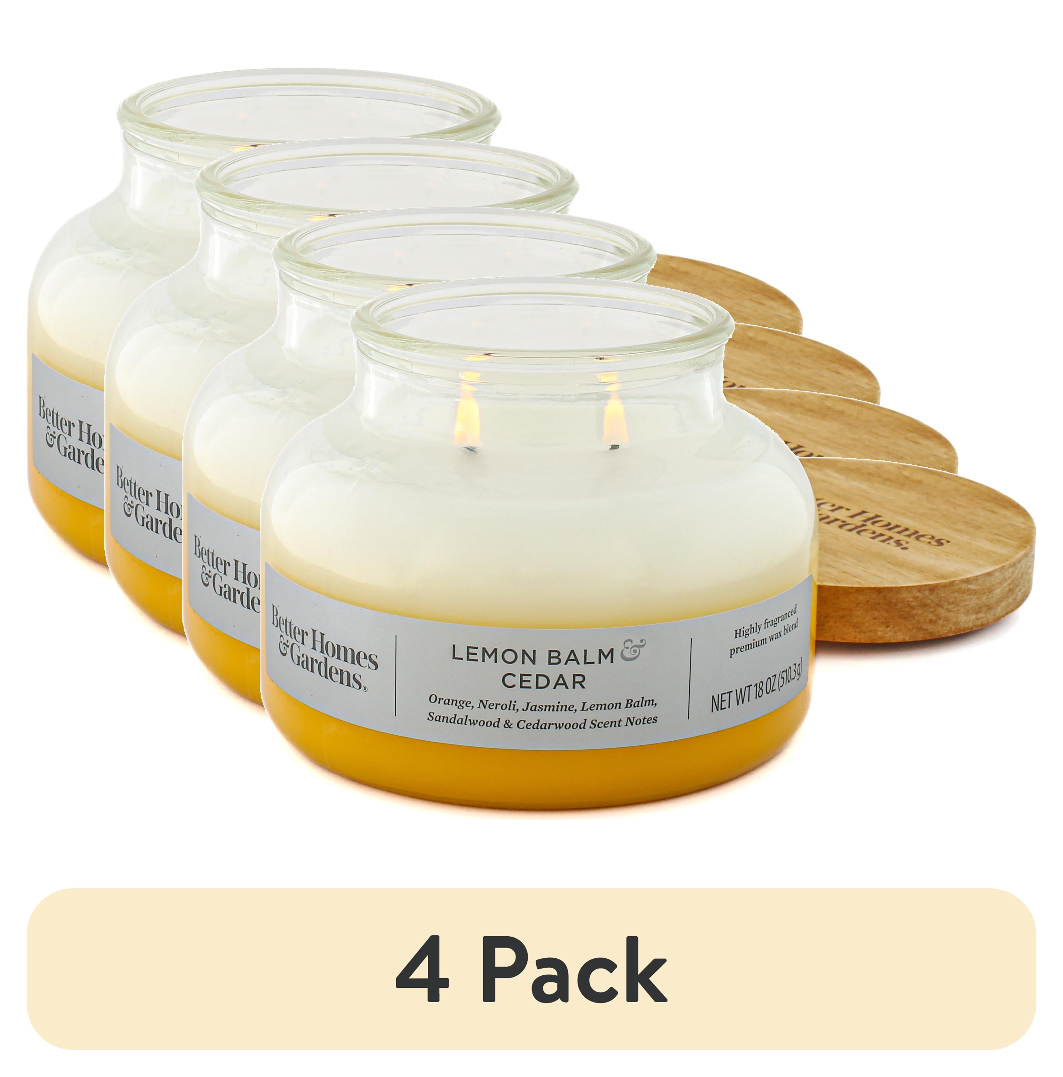(4 pack) Better Homes & Gardens Lemon Balm & Cedar Scented 2-Wick 18oz Ombre Bell Jar Candle