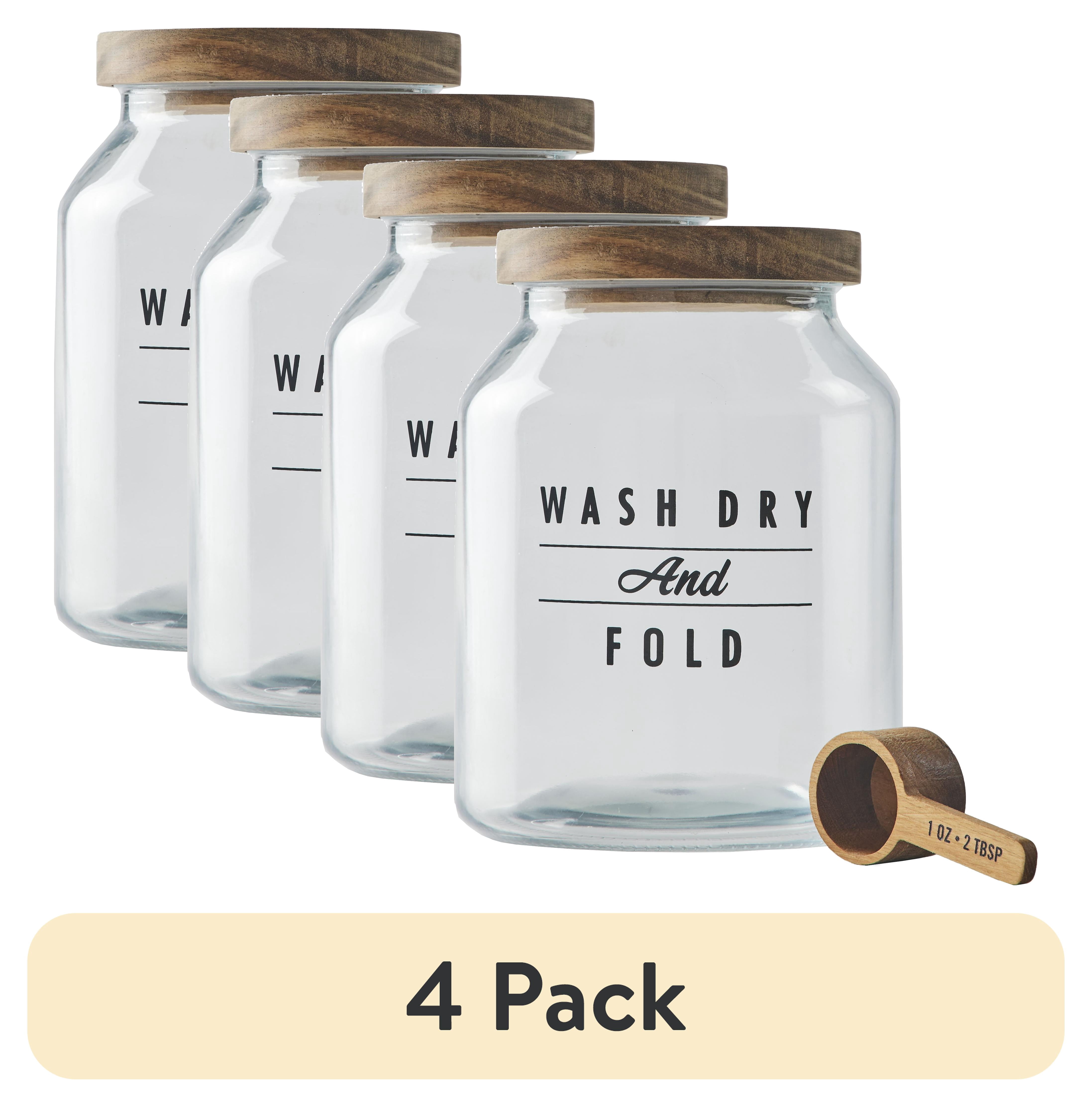(4 pack) Better Homes & Gardens Medium Glass Laundry Detergent Container with Scoop