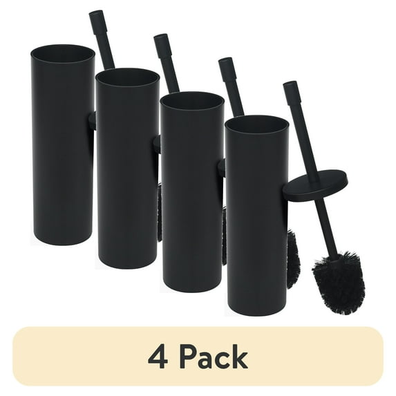 (4 pack) Better Homes & Gardens Metal Toilet Brush & Holder, Matte Black