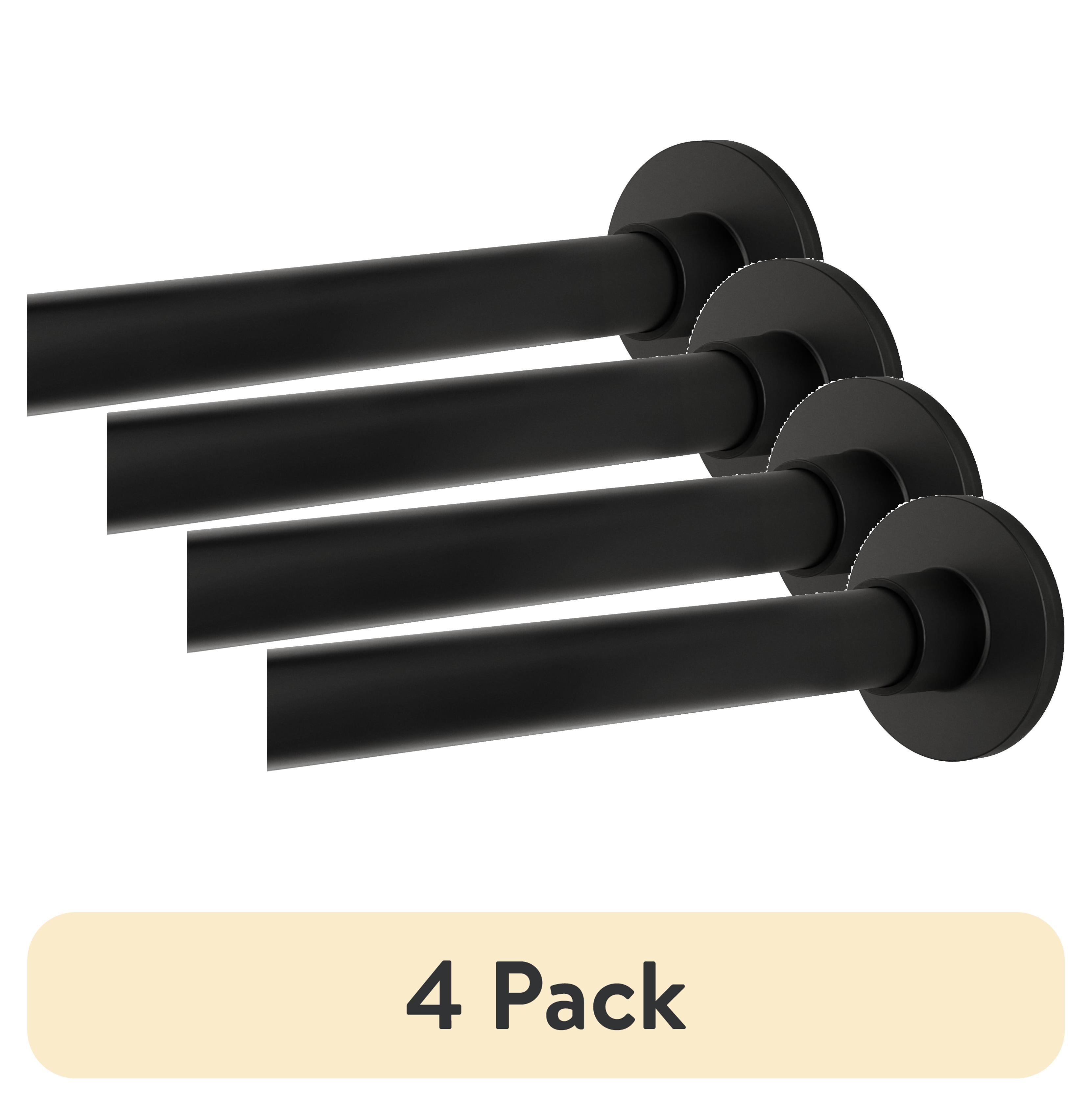(4 pack) Better Homes & Gardens Rustproof 43” - 72” Modern Adjustable Tension Shower Curtain Rod, Matte Black