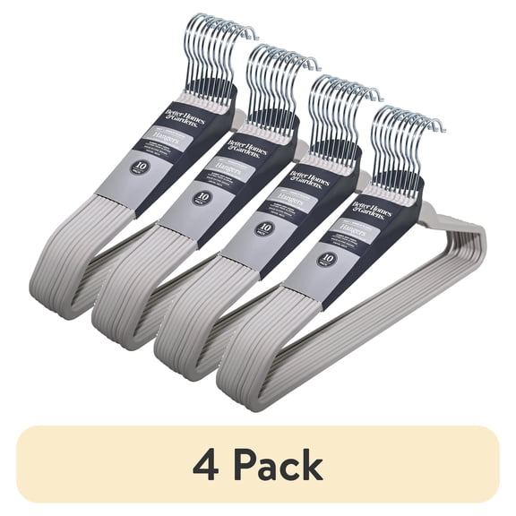 (4 pack) Better Homes & Gardens Non-Slip Rubberized Clothes Hangers, 10-Pack, Beige