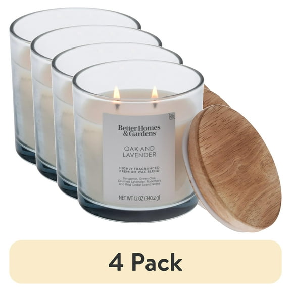 (4 pack) Better Homes and Gardens Oak and Lavender Scented 2-Wick Ombre Jar Candle 12oz.