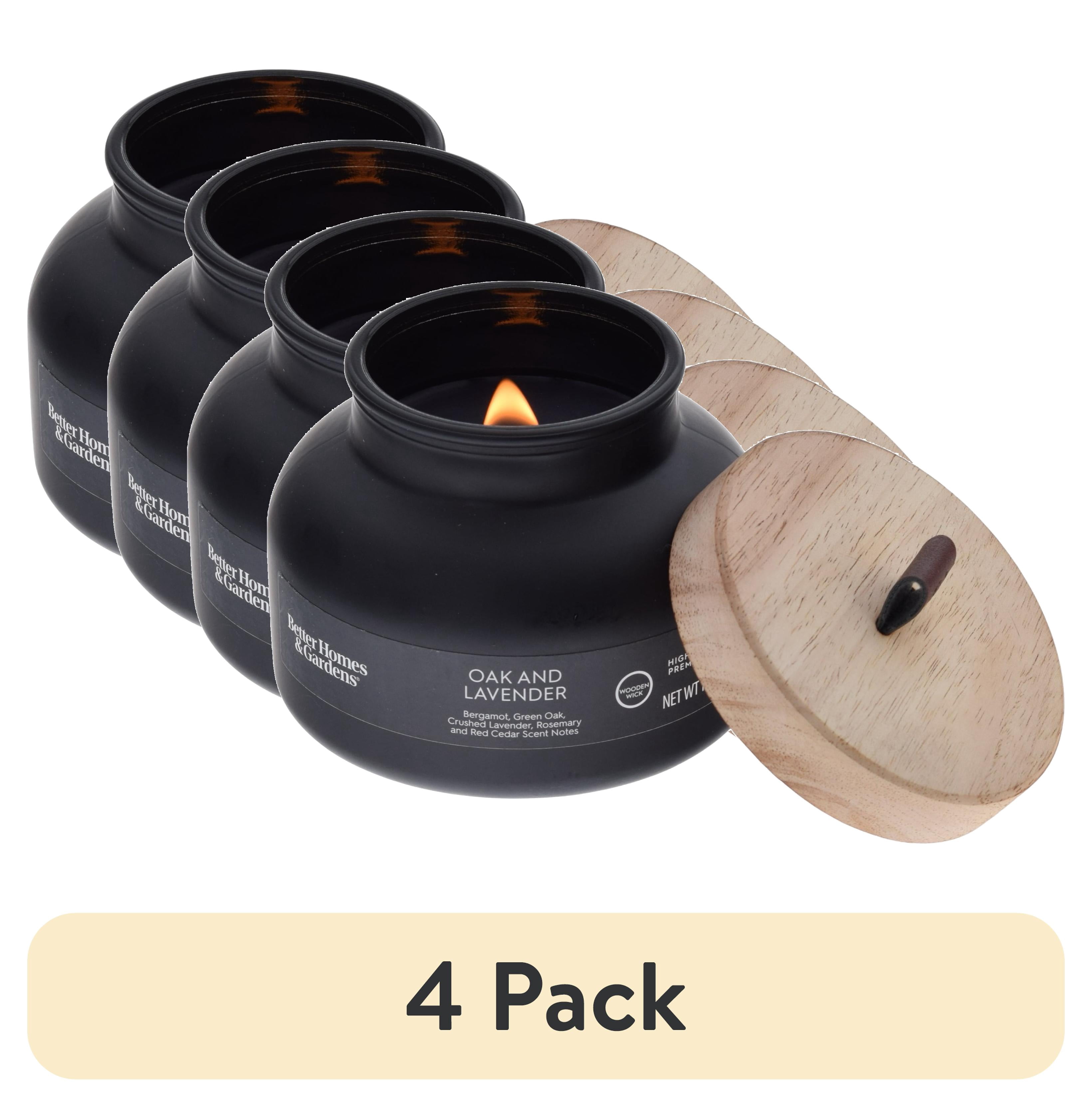 (4 pack) Better Homes and Gardens Oak and Lavender Scented Wooden Wick Bell Jar Candle 18oz.
