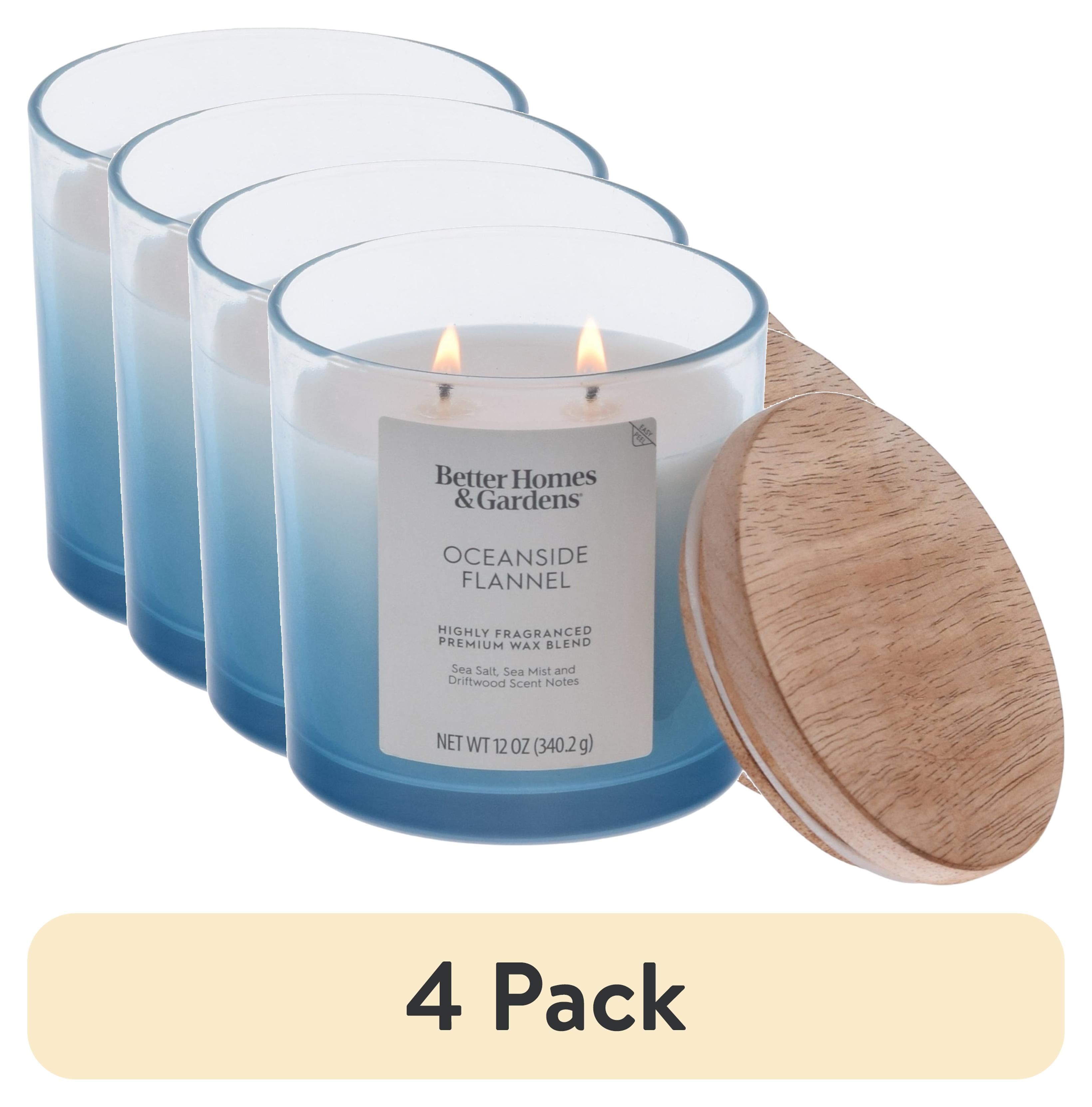 (4 pack) Better Homes and Gardens Oceanside Flannel Scented 2-Wick Ombre Jar Candle 12oz.