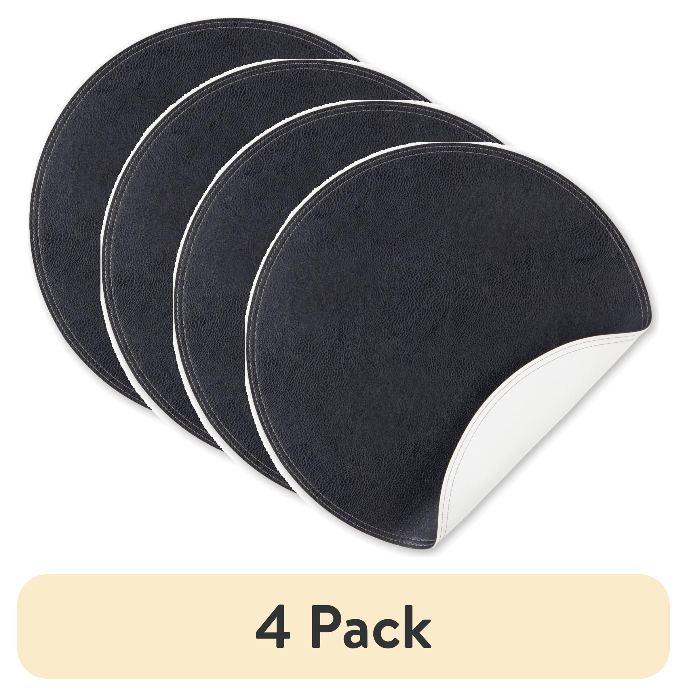 (4 pack) Better Homes & Gardens Persia Faux Leather Placemat, Black, 15 in, 1 Piece