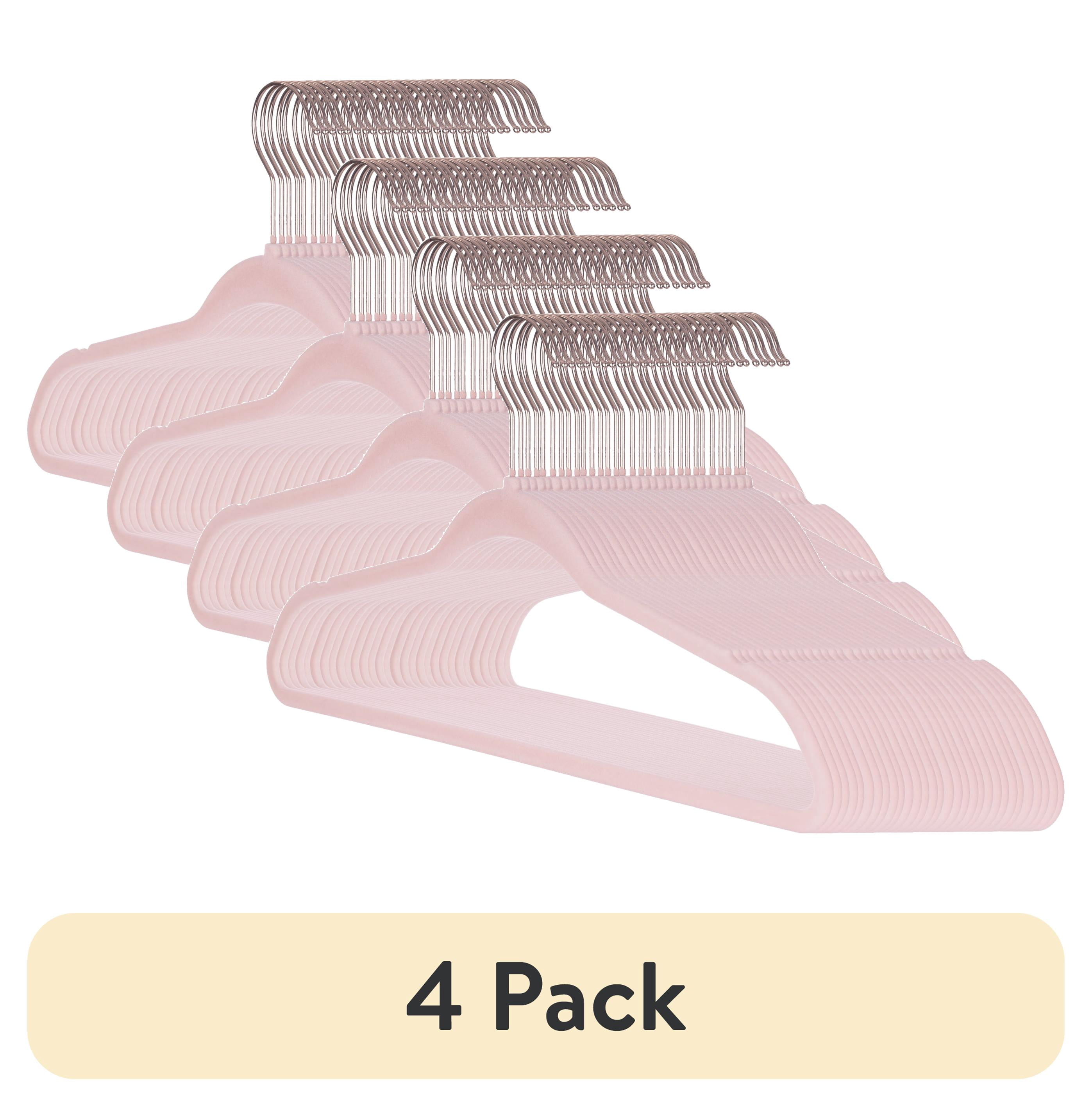 (4 pack) Better Homes & Gardens Pink Ultra Slim Velvet Non-Slip Clothes Hangers, 30-Pack