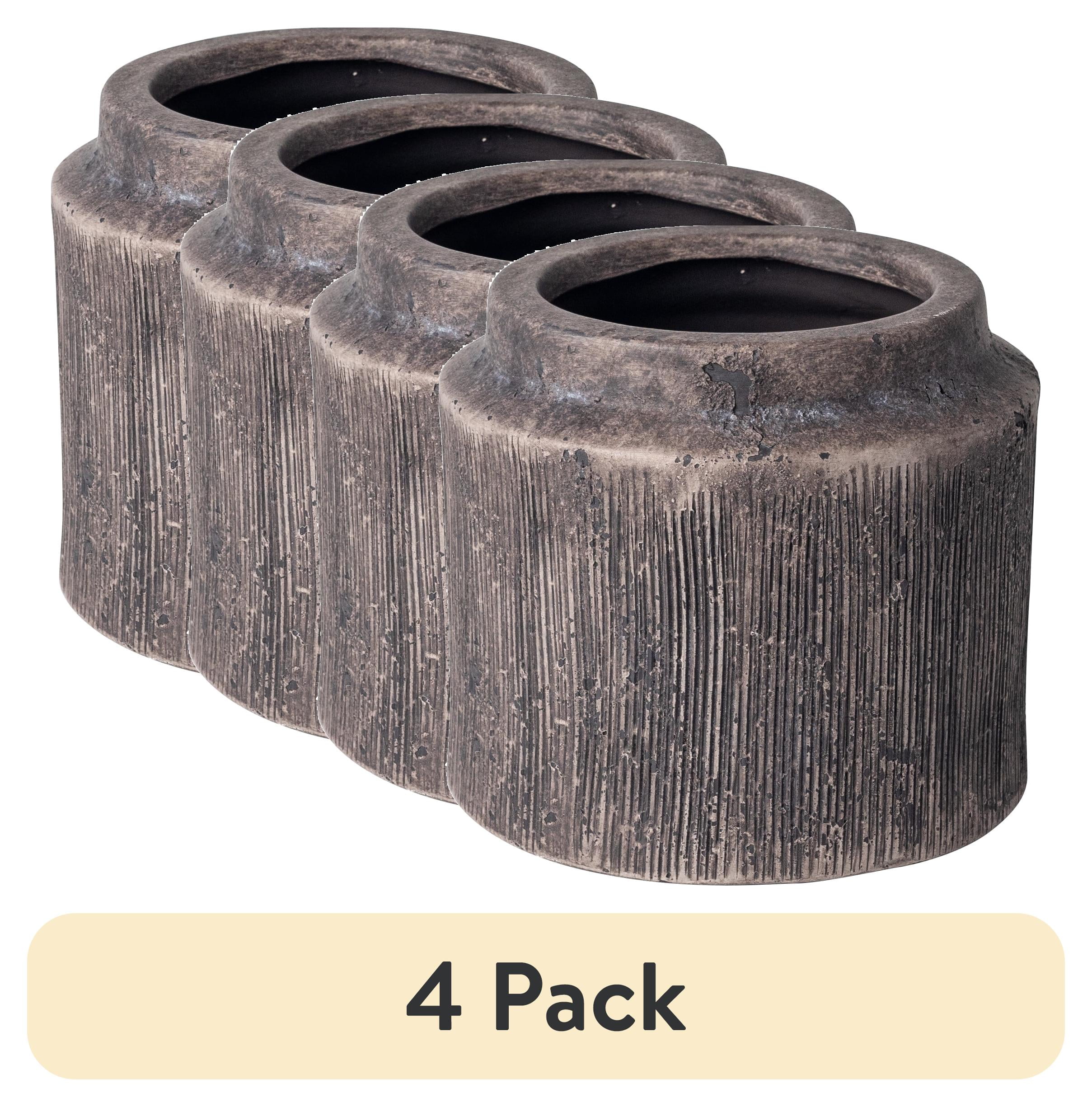 (4 pack) Better Homes & Gardens 6" x 6" x 5.4" Round Black Ceramic Alexander Plant Planter
