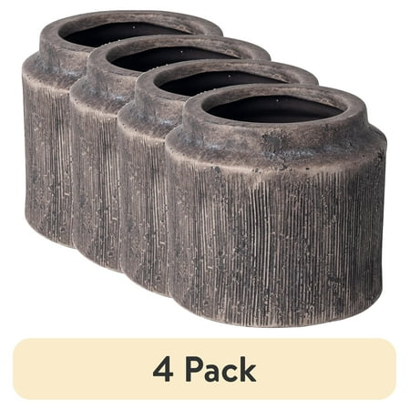 (4 pack) Better Homes & Gardens 6" x 6" x 5.4" Round Black Ceramic Alexander Plant Planter