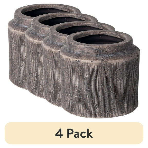 (4 pack) Better Homes & Gardens 6" x 6" x 5.4" Round Black Ceramic Alexander Plant Planter