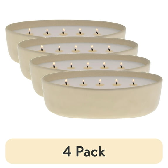 (4 pack) Better Homes and Gardens 5-Wick 40.5 oz Ceramic Candle, Red Lava & Citrus, Beige