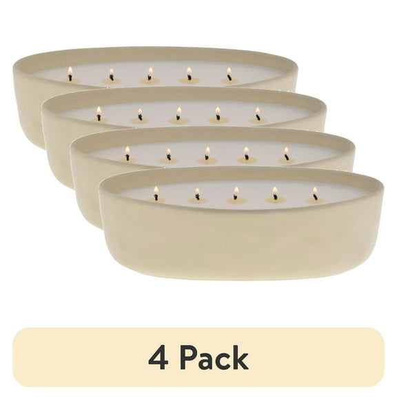 (4 pack) Better Homes and Gardens 5-Wick 40.5 oz Ceramic Candle, Red Lava & Citrus, Beige