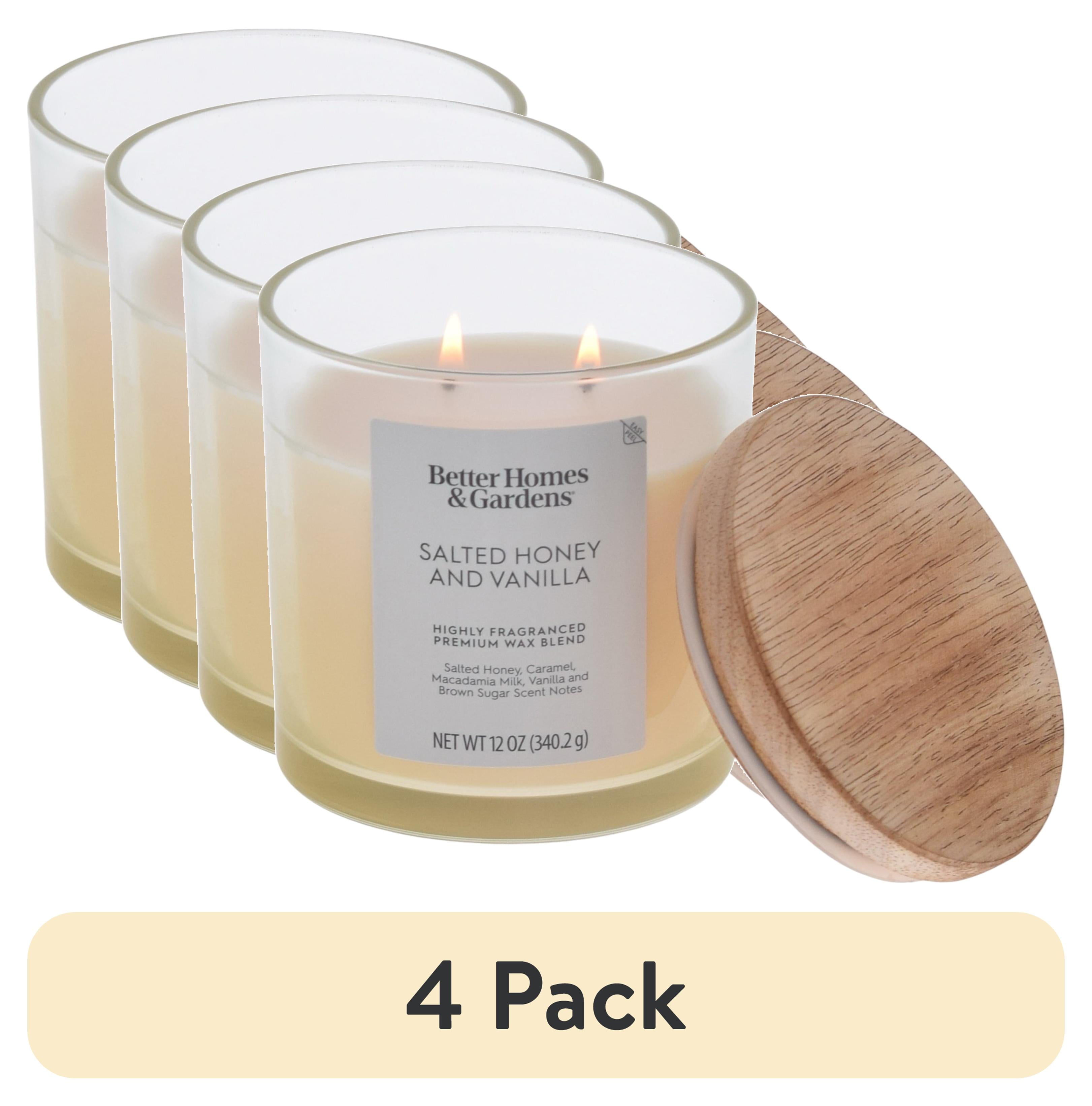 (4 pack) Better Homes and Gardens Salted Honey and Vanilla Scented 2-Wick Ombre Jar Candle 12oz.