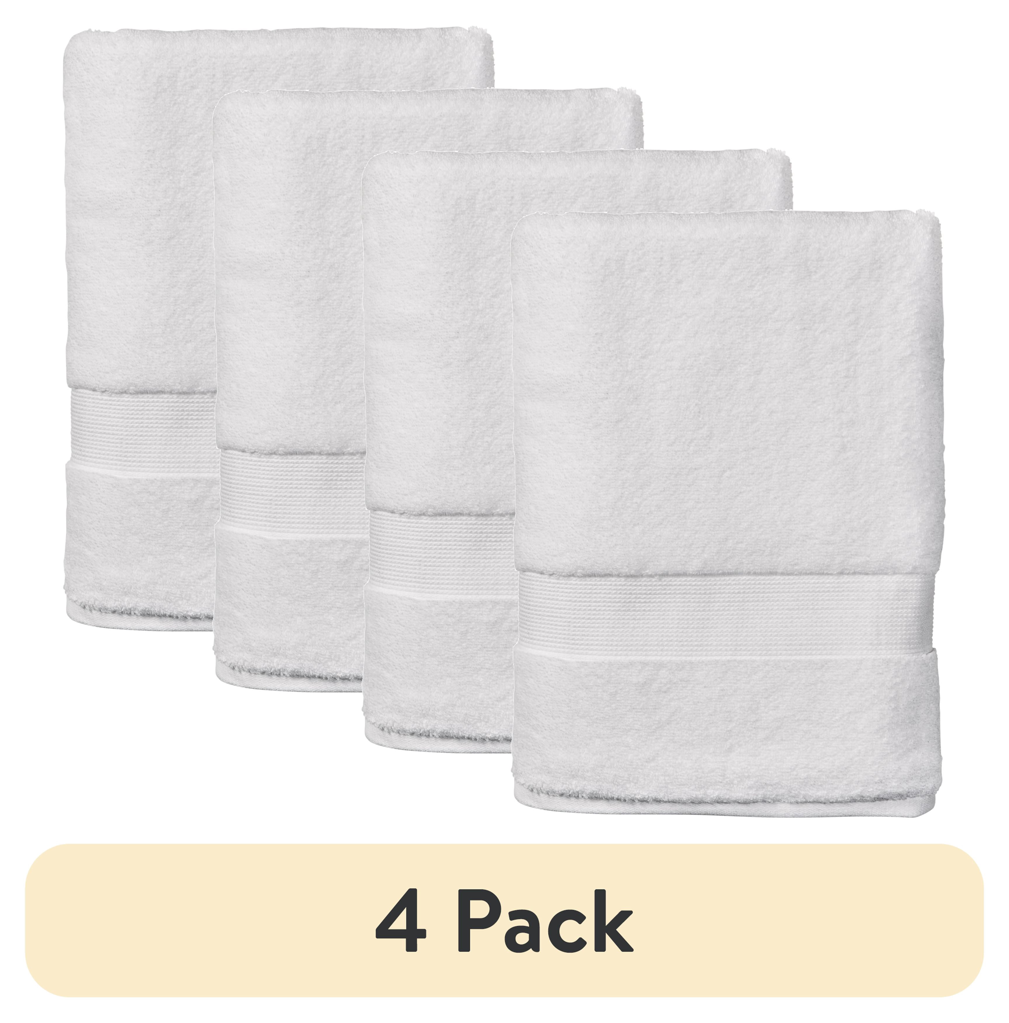 (4 pack) Better Homes & Gardens Signature Soft Solid Cotton Bath Towel, Arctic White