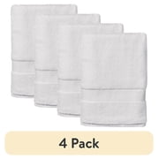 (4 pack) Better Homes & Gardens Signature Soft Solid Cotton Bath Towel, Arctic White