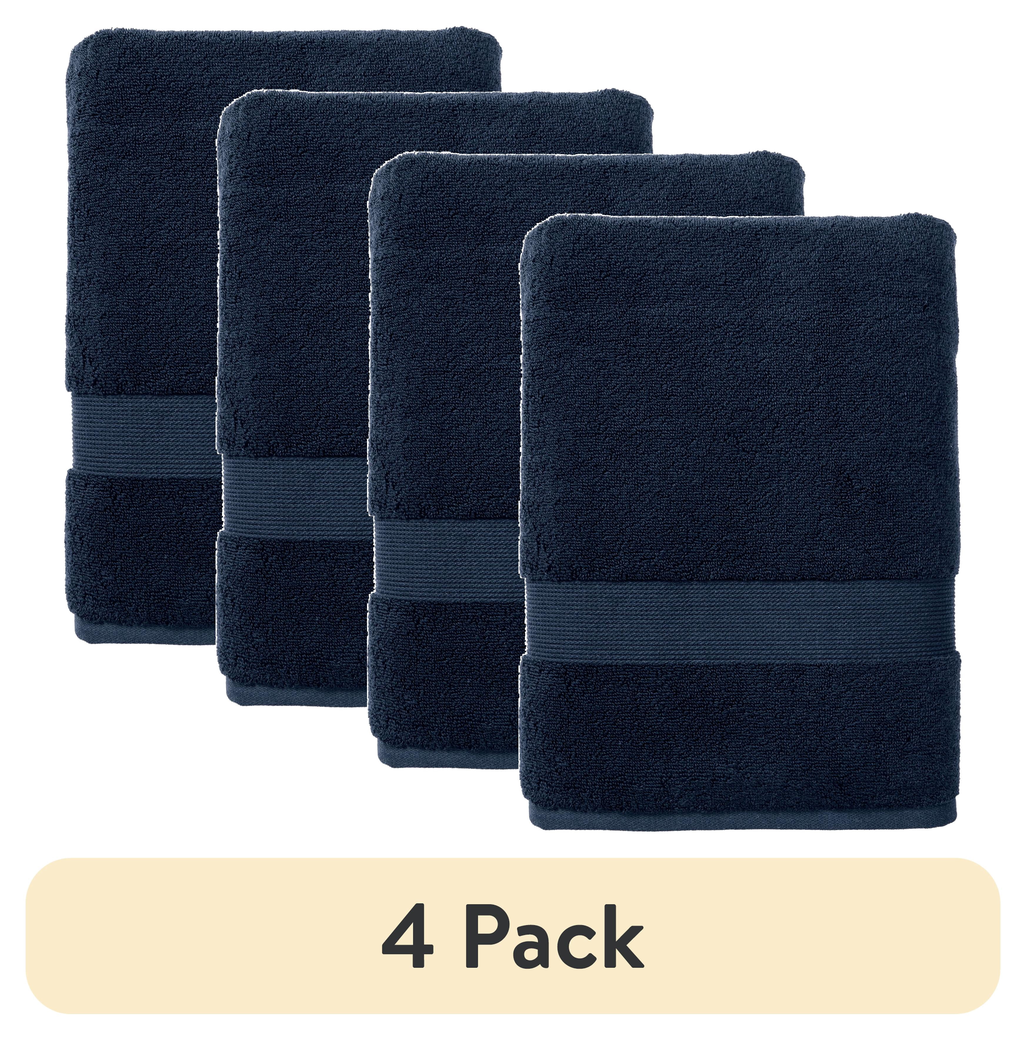 (4 pack) Better Homes & Gardens Signature Soft Solid Cotton Bath Towel, Blue Admiral