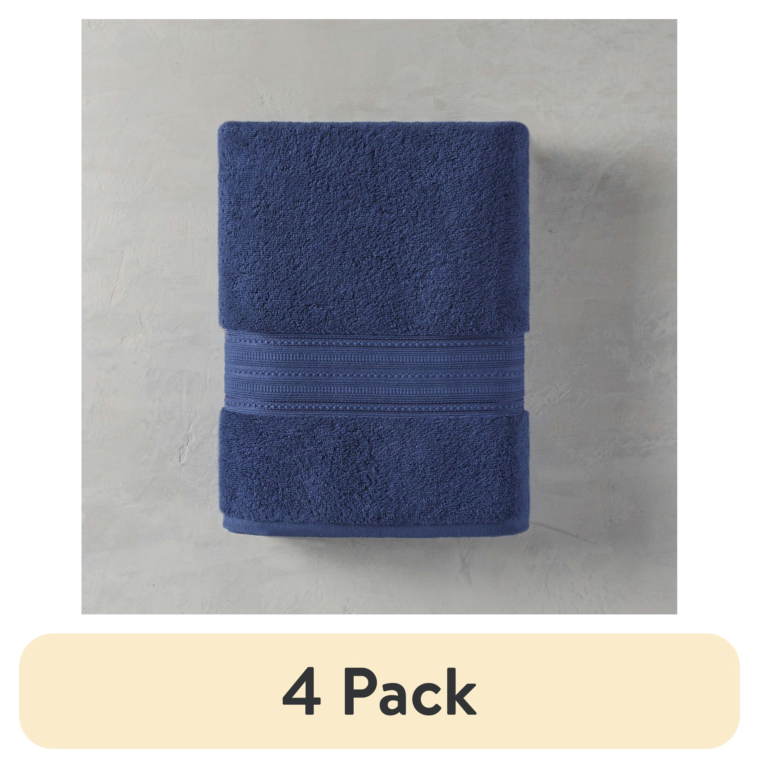 (4 pack) Better Homes & Gardens Signature Soft Solid Cotton Bath Towel, Blue Admiral