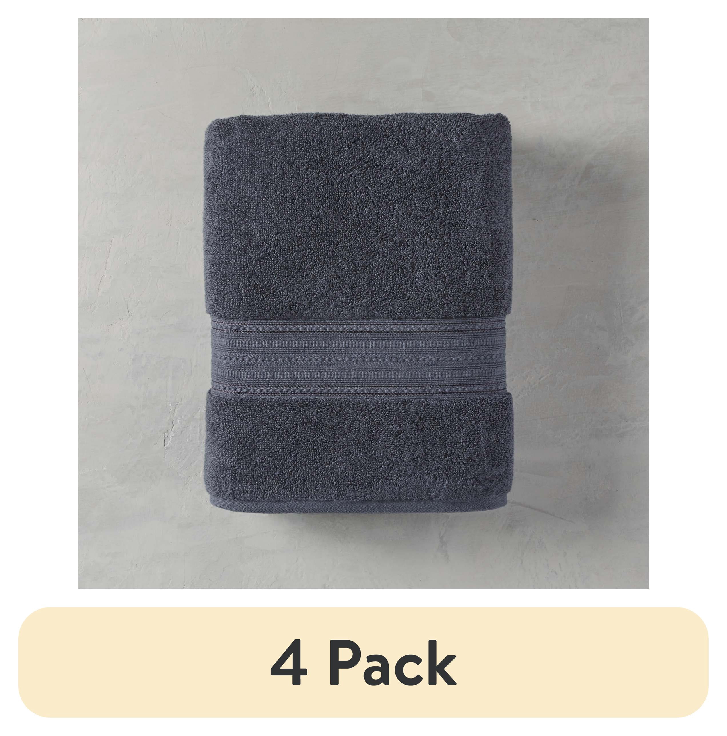 (4 pack) Better Homes & Gardens Signature Soft Solid Cotton Bath Towel, Grey Shadow