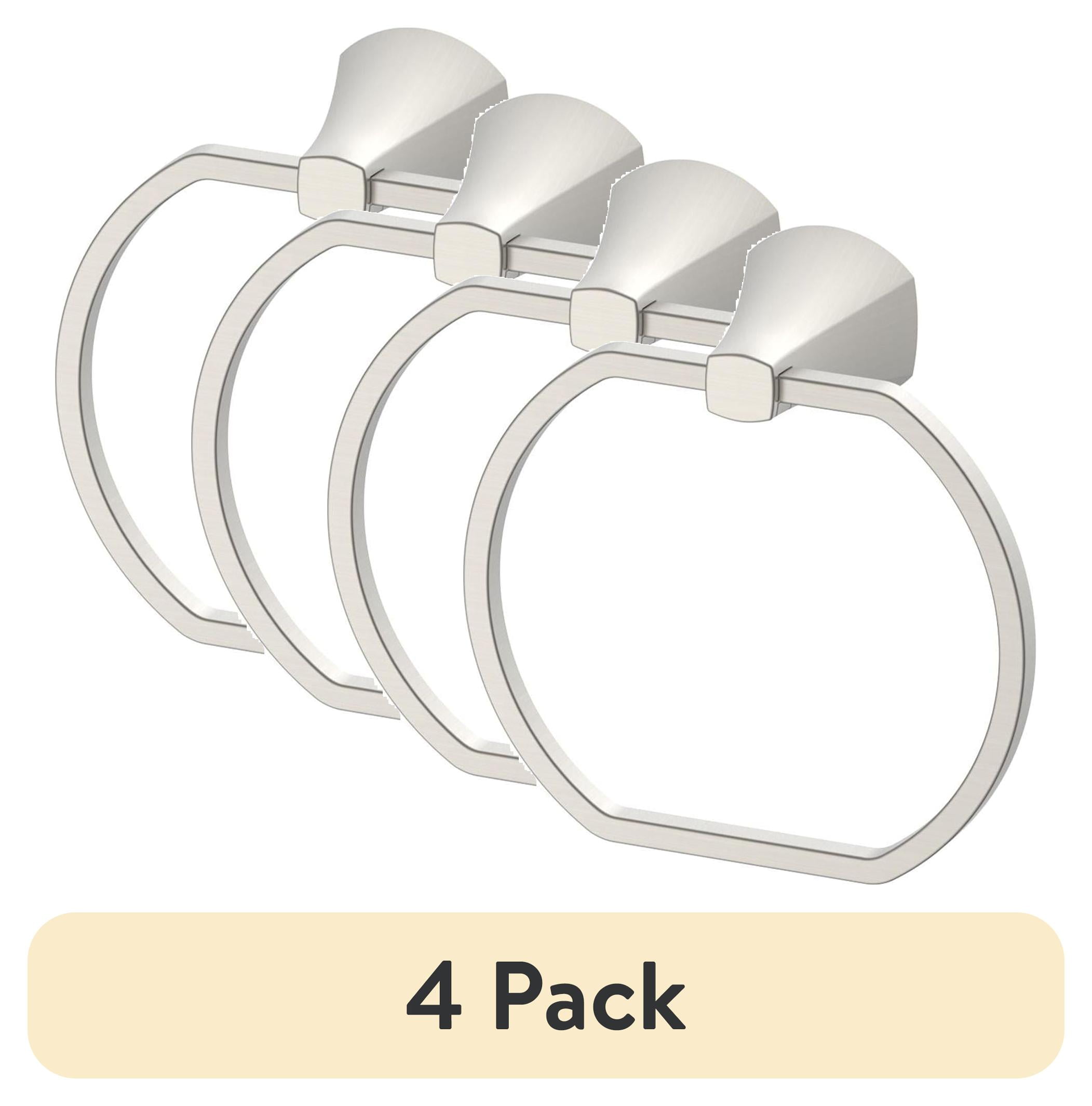 (4 pack) Better Homes & Gardens Simple Flare Wall Mount Towel Ring, Satin Nickel