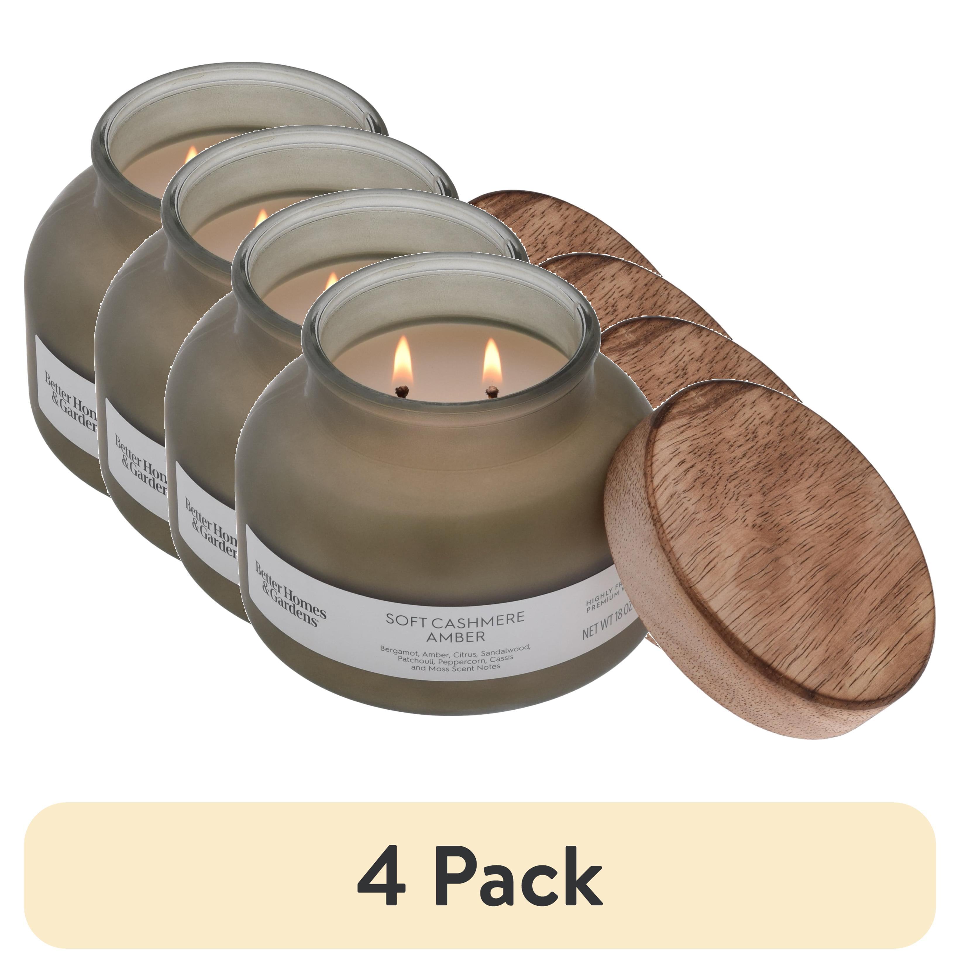 (4 pack) Better Homes and Gardens Soft Cashmere Amber Scented 2-Wick Frosted Jar Candle 18oz.
