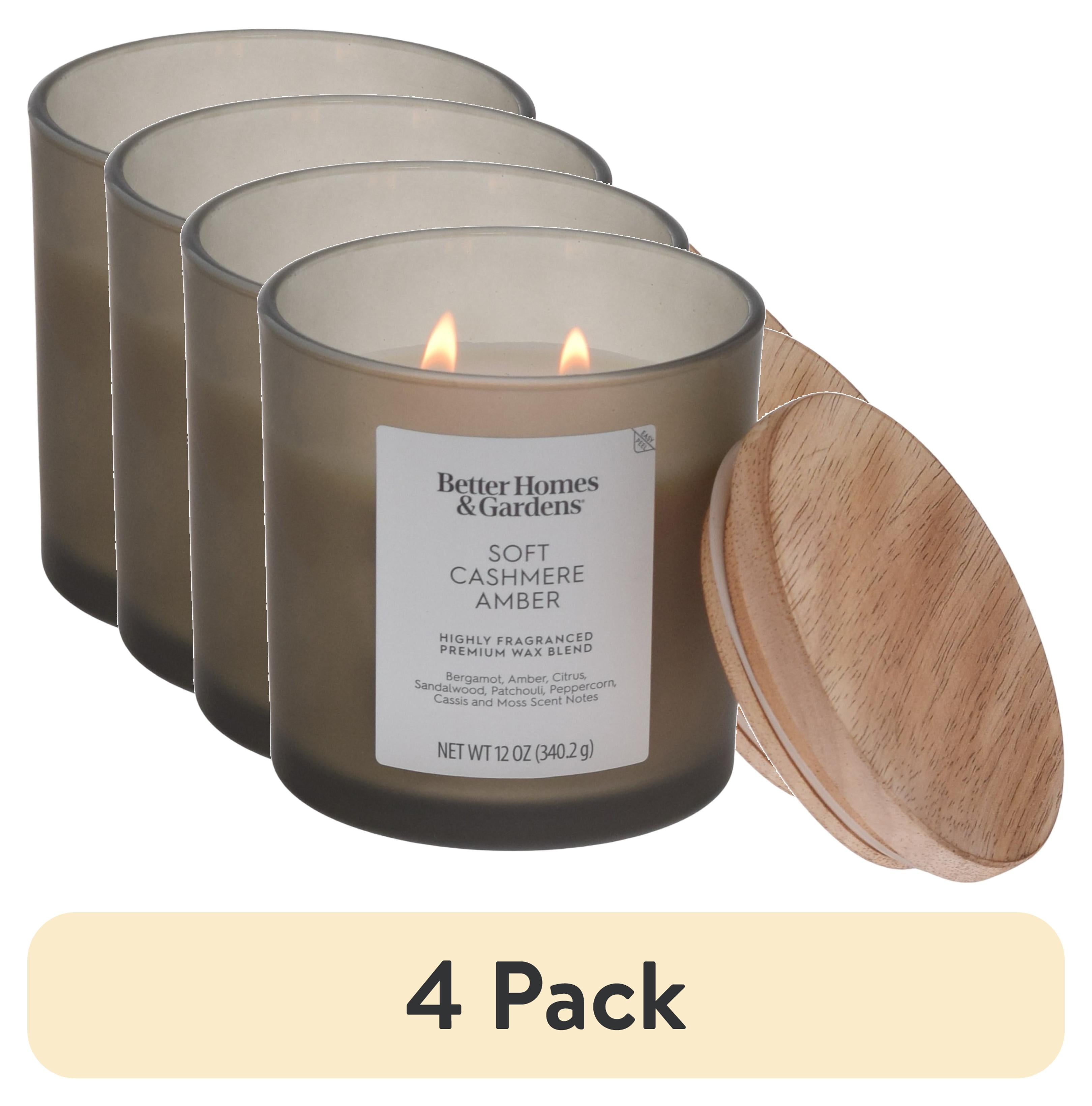(4 pack) Better Homes and Gardens Soft Cashmere Amber Scented 2-Wick Frosted Jar Candle 12oz.