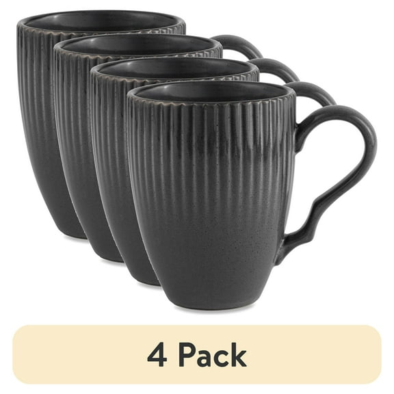 (4 pack) Better Homes & Gardens 13 fl oz Sawyer Grey Ceramic Mug