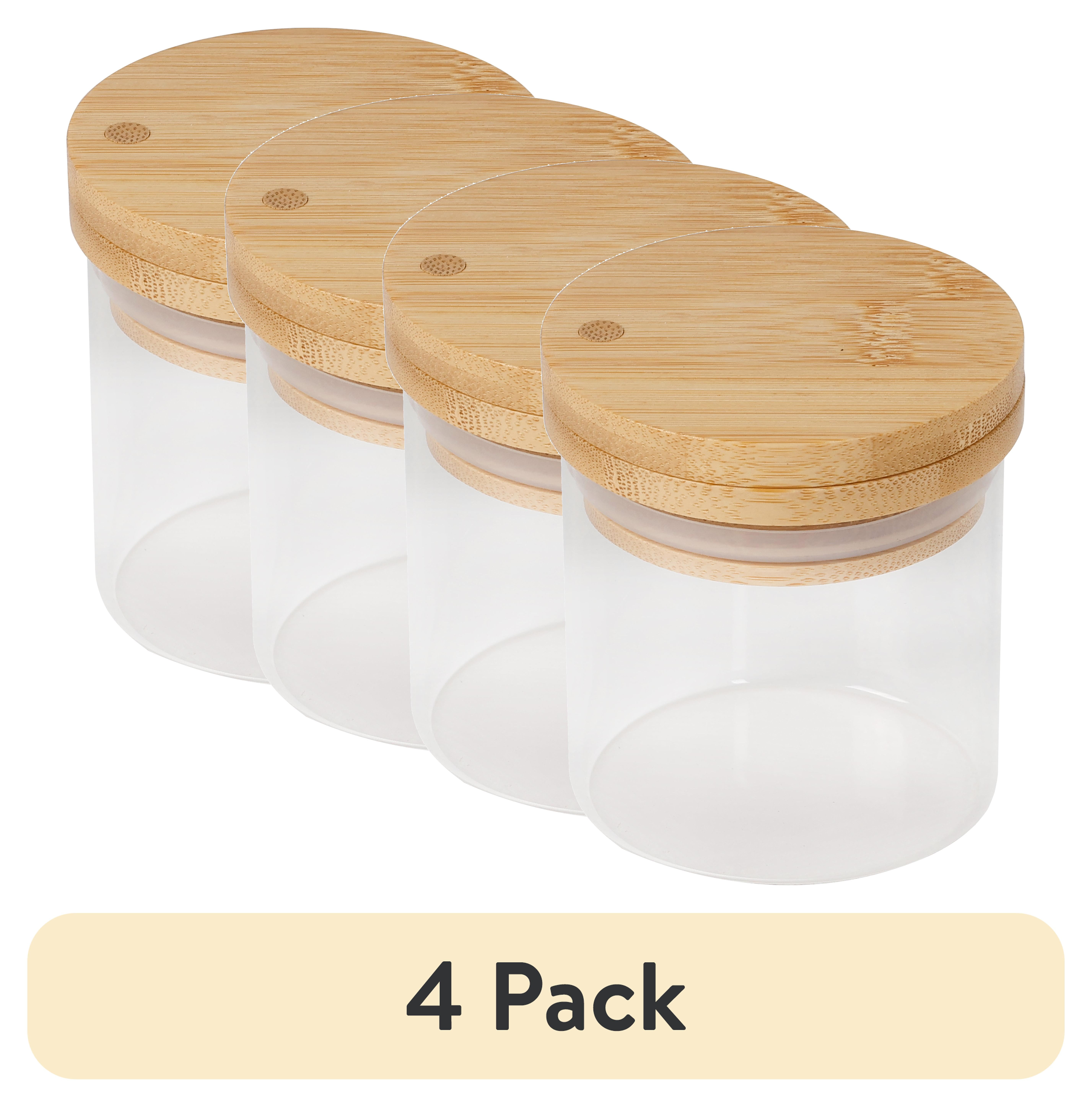 (4 pack) Better Homes & Gardens Swivel Bamboo Ld Spice Shaker, Bamboo and Glass, 8 oz, 3 Dia x 3.26 inch
