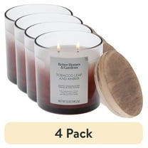 (4 pack) Better Homes and Gardens Tobacco Leaf and Amber Scented 2-Wick Ombre Jar Candle 12oz.