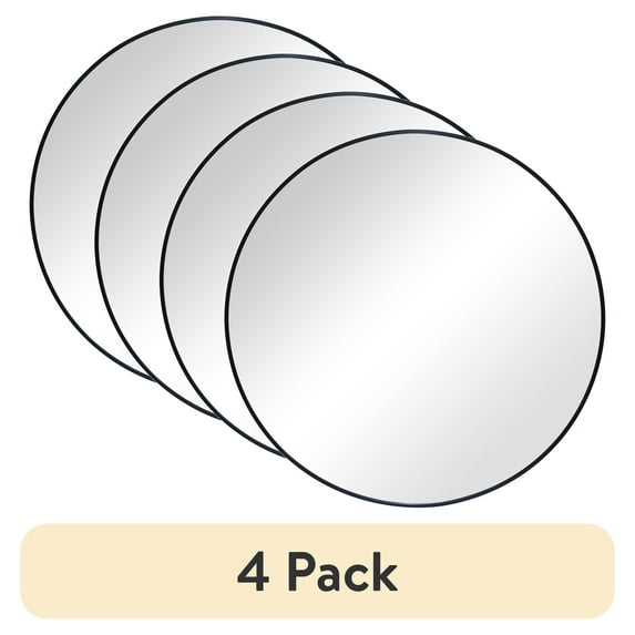(4 pack) Better Homes & Gardens x Black Round Small Decorative Wall Mirror for Bathroom or Living Room