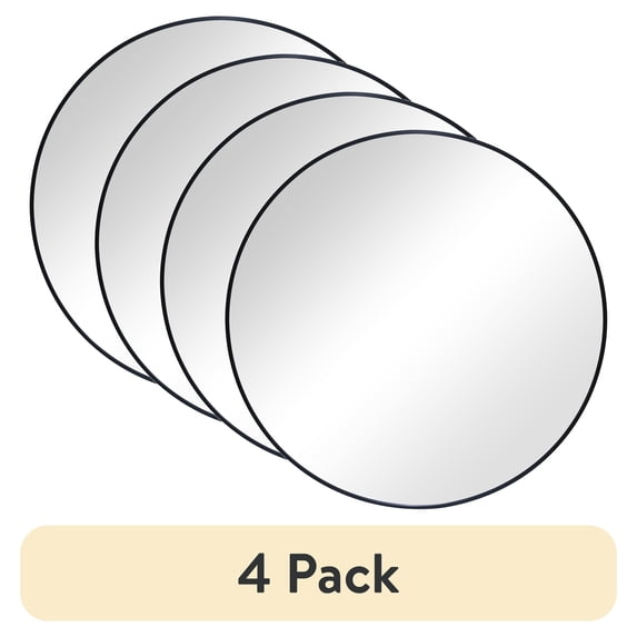 (4 pack) Better Homes & Gardens Wall Mirror Round, 32IN Diameter, Black Finish