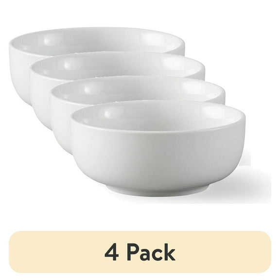 (4 pack) Better Homes & Gardens White Porcelain Round Dipped Bowl