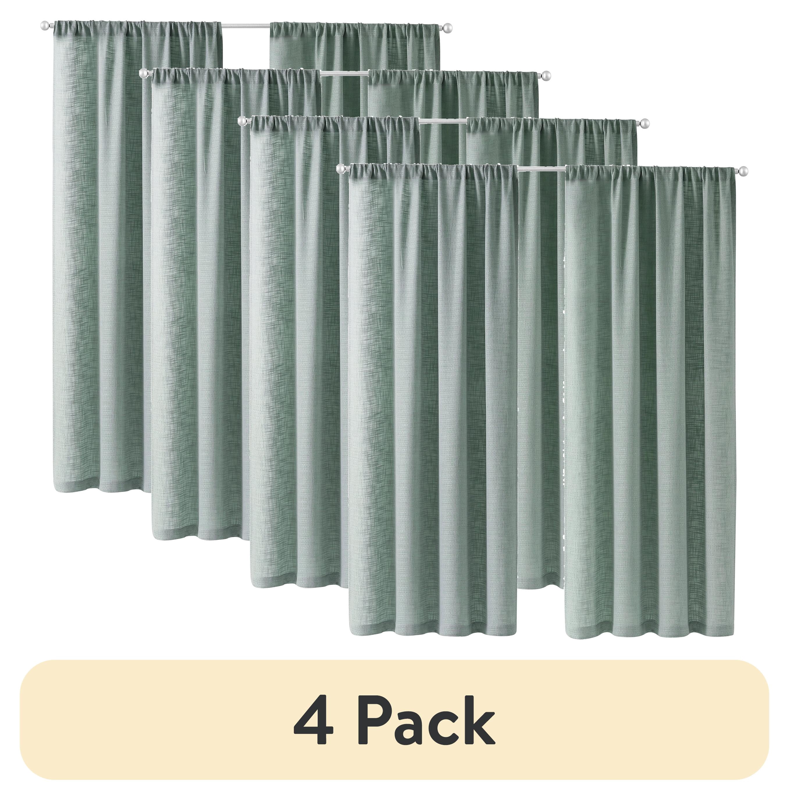 (4 pack) Better Homes & Gardens Woven Slub Rod Pocket Light Filtering Curtain Panel, 1-Piece, Sage, 52" W x 84" L