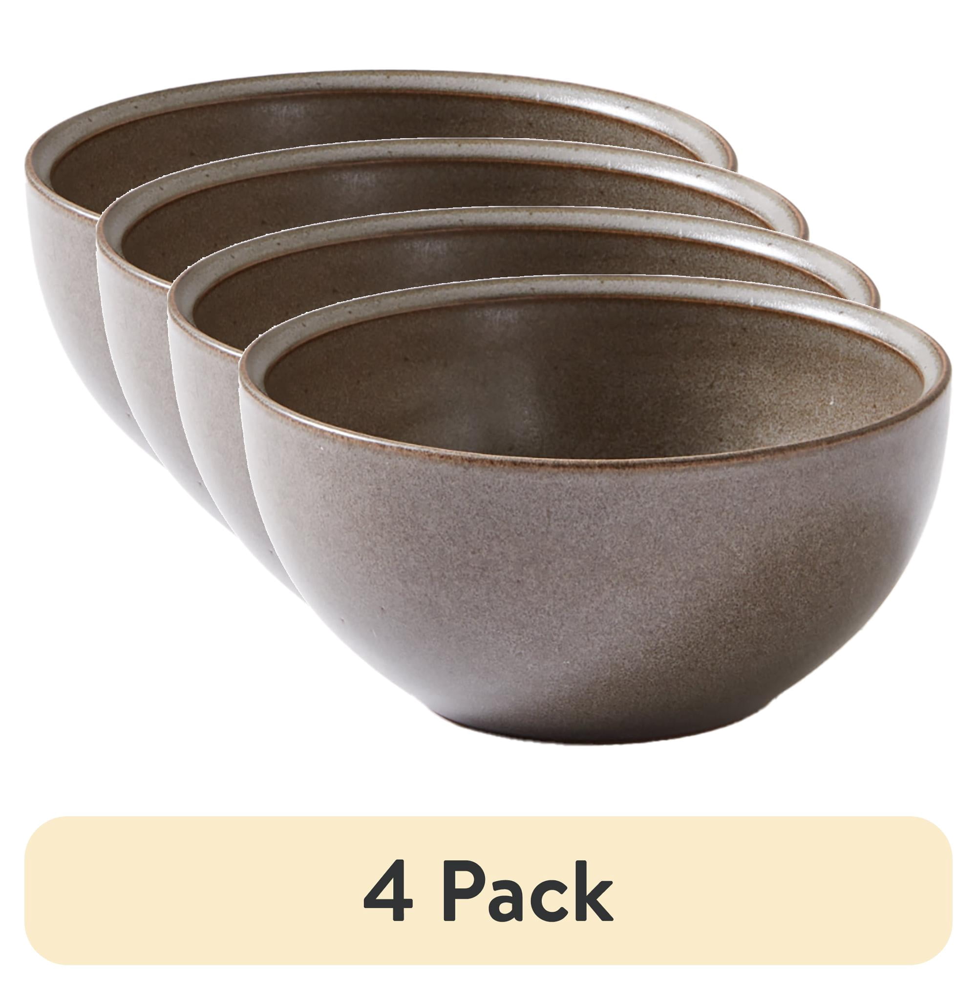 (4 pack) Better Homes & Gardens Banks Stoneware Cereal Bowl, Brown, 24 oz, 1 Bowl