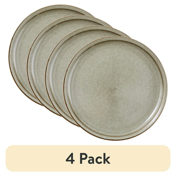 (4 pack) Better Homes and Gardens Banks Cream 10.25-inch Stoneware Dinner Plate