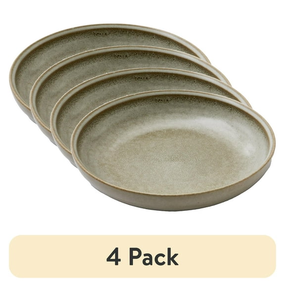 (4 pack) Better Homes and Gardens Banks Cream 8.9-inch Stoneware Dinner Bowl