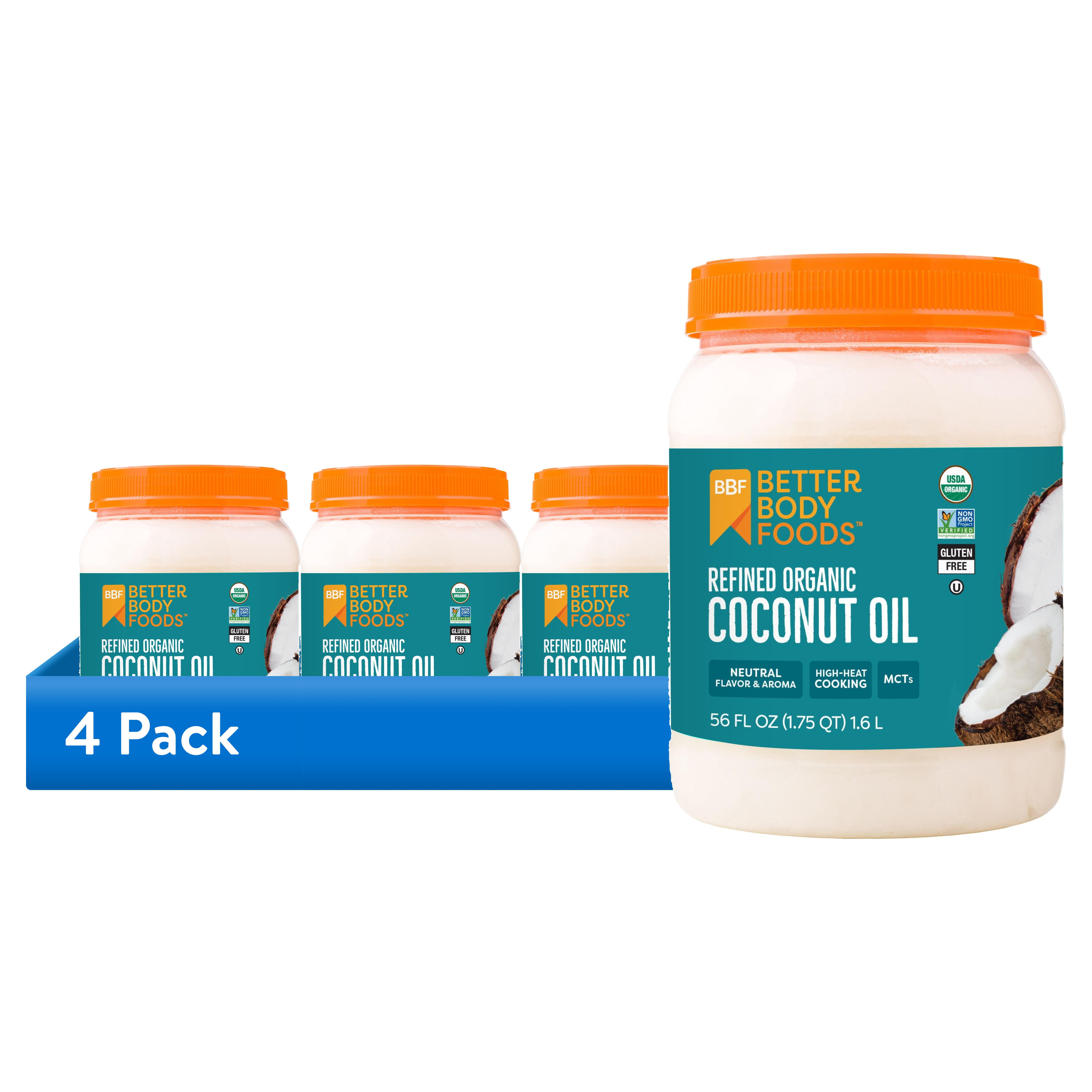(4 pack) BetterBody Foods Refined Organic Coconut Oil, 56 fl oz