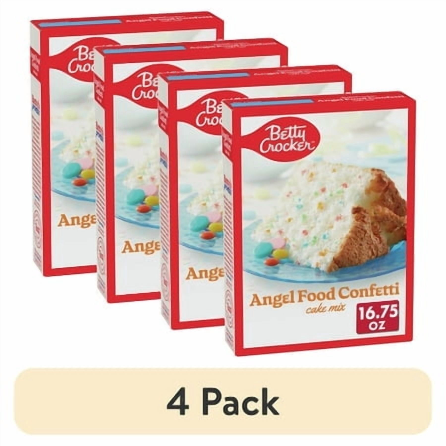 (4 pack) Betty Crocker Angel Food Confetti Cake Mix, 16.75 oz.