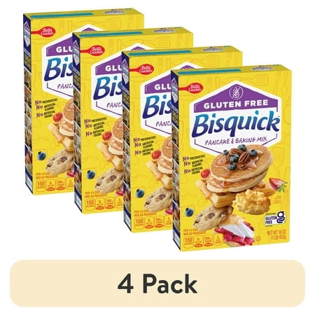 (4 pack) Betty Crocker Bisquick, Gluten Free Pancake and Baking Mix, 16 oz